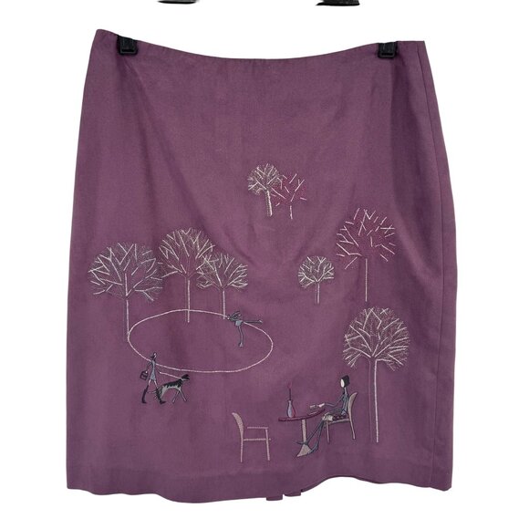 Muse Purple Embroidered Skirt Size 8 winter coffee ice-skating women's - Picture 1 of 11